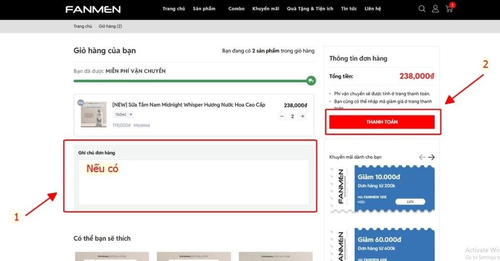 Chính sách thanh toán của Fanmen