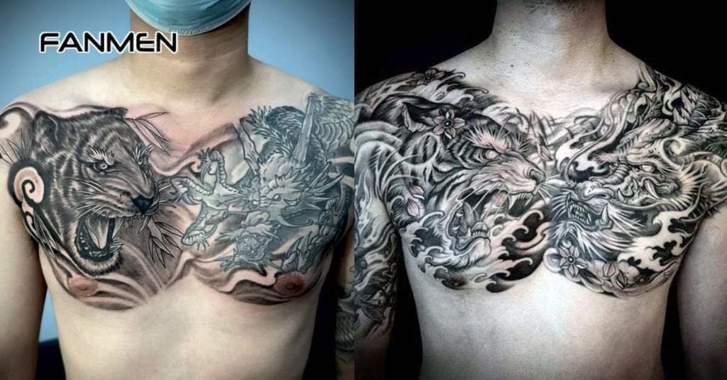 Hình xăm hổ kết hợp yếu tố khác