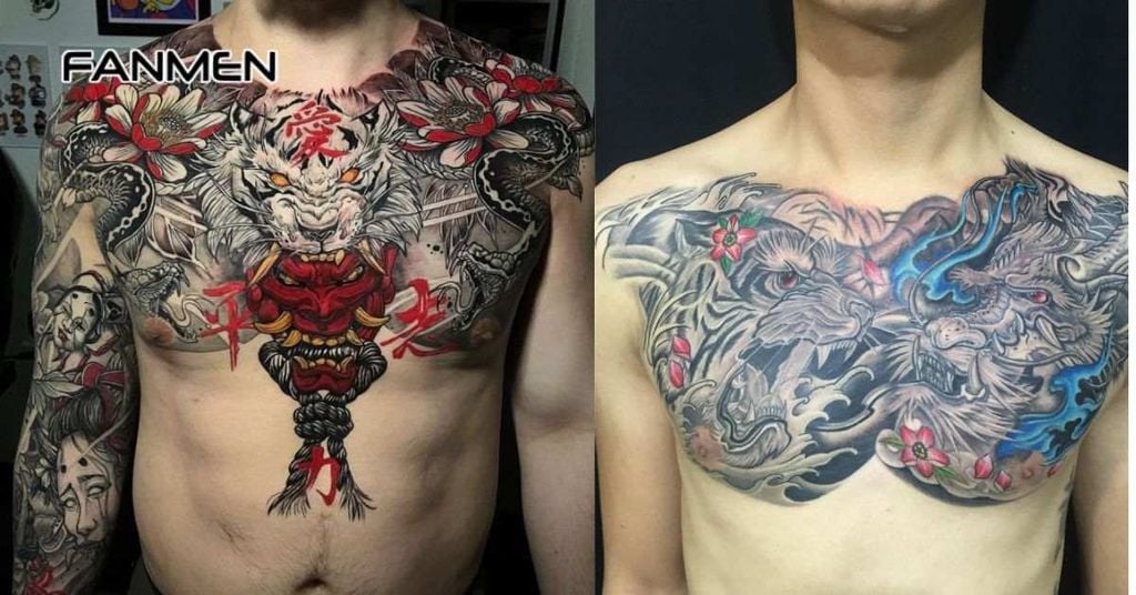 Hình xăm hổ kết hợp yếu tố khác