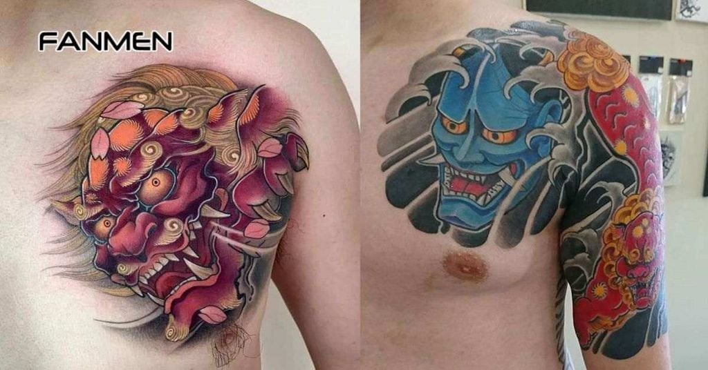 Hình xăm mặt quỷ ở ngực nam