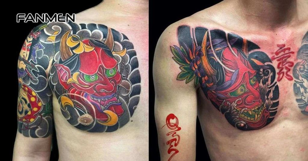 Hình xăm mặt quỷ ở ngực nam