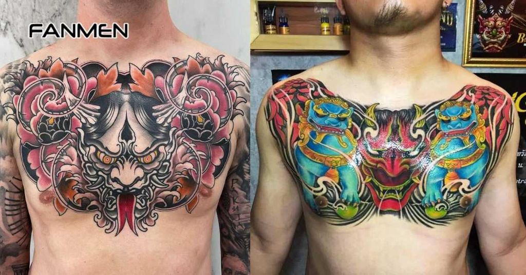 Hình xăm mặt quỷ ở ngực nam