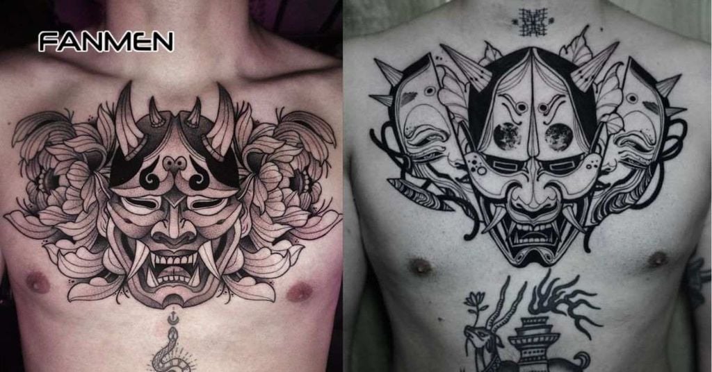 Hình xăm mặt quỷ ở ngực nam