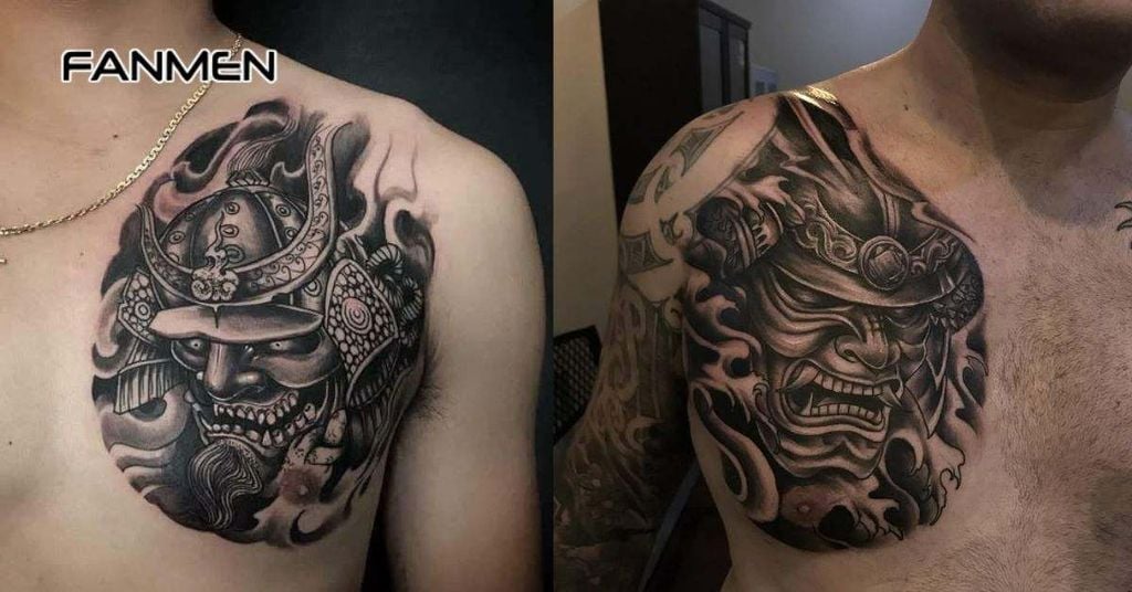 Hình xăm mặt quỷ ở ngực nam