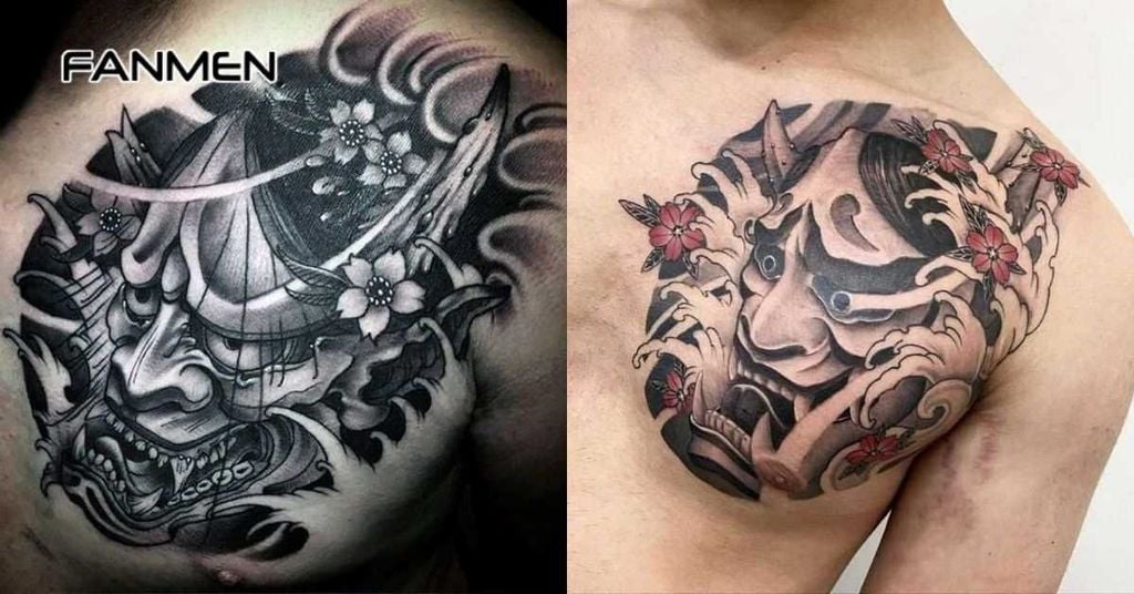 Hình xăm mặt quỷ ở ngực nam