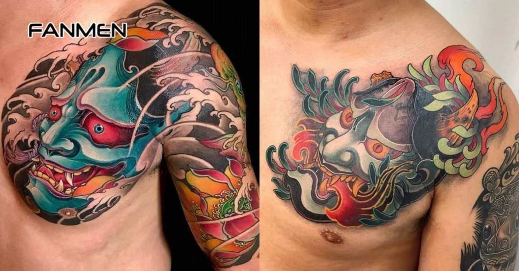 Hình xăm mặt quỷ ở ngực nam