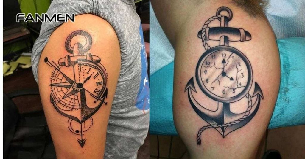 Hình xăm mỏ neo và đồng hồ