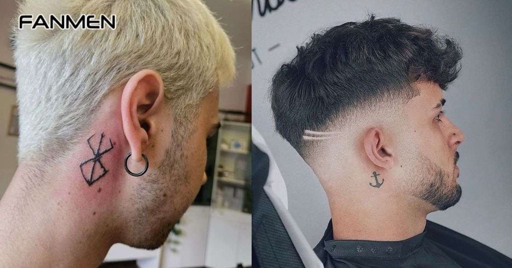 Hình xăm nhỏ sau tai cho nam