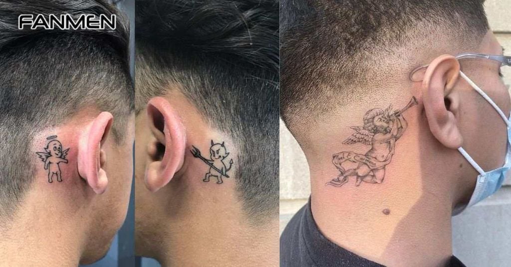 Hình xăm nhỏ sau tai cho nam