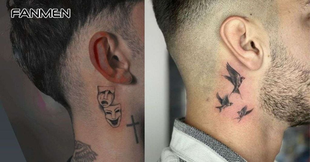 Hình xăm nhỏ sau tai cho nam