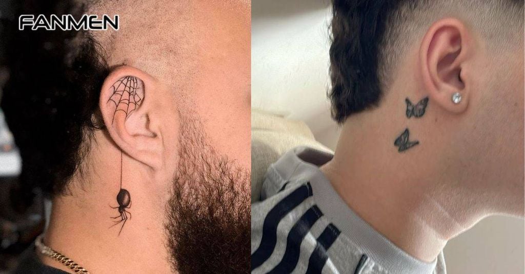 Hình xăm nhỏ sau tai cho nam