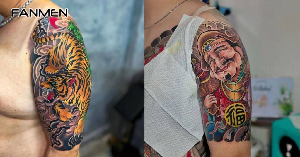 Hình xăm nửa tay nam phong cách Nhật Bản