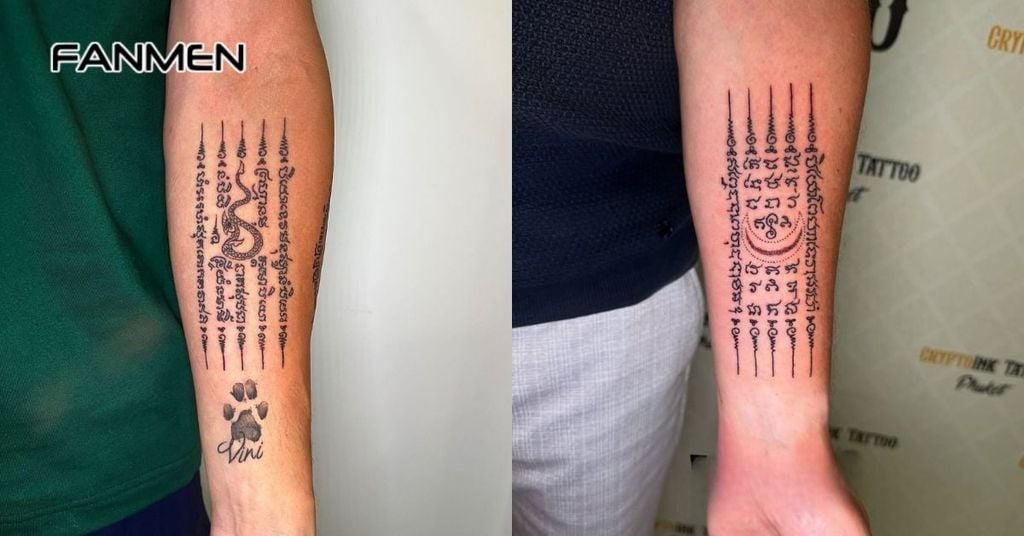 Hình xăm Thái Lan 5 dòng Yant Hah Taew