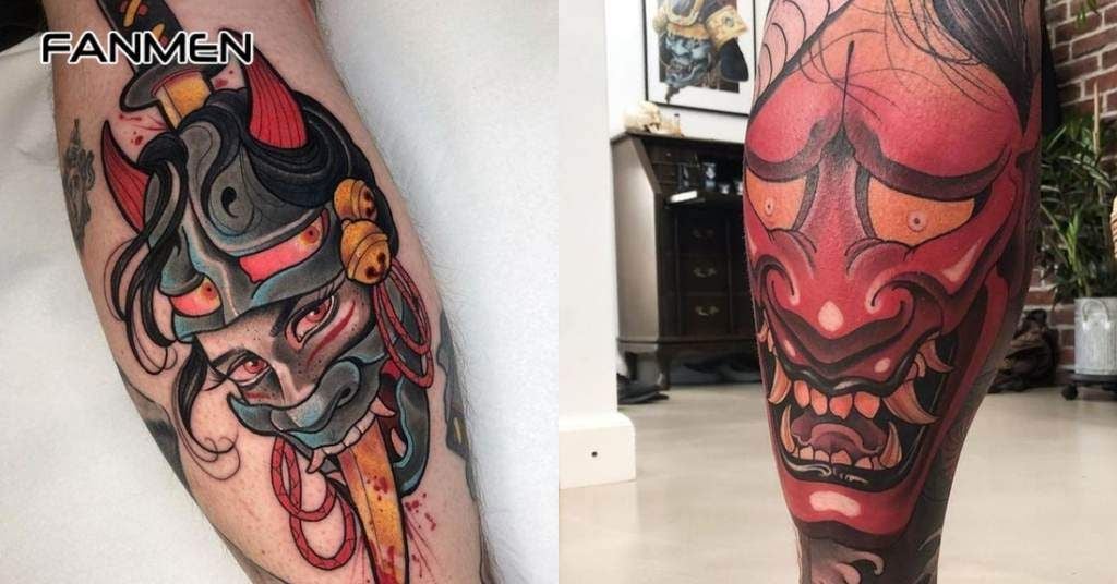 Hình xăm bắp chân cho nam hình mặt quỷ 6