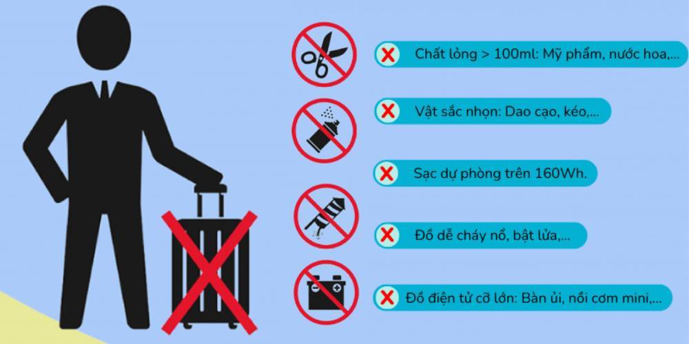 Các vật dụng bị cấm mang lên máy bay
