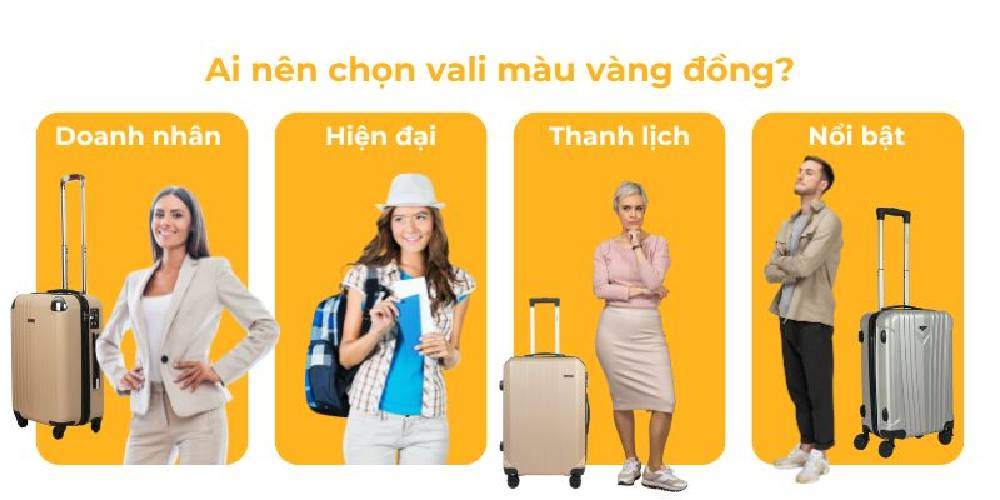 Những người phù hợp với vali màu vàng đồng