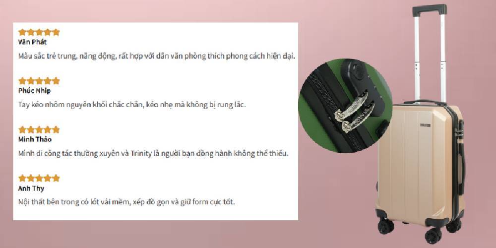 Vali kéo nhựa Stargo Trinity được nhiều người ưa chuộng vì mẫu mã đẹp, chất liệu bền.