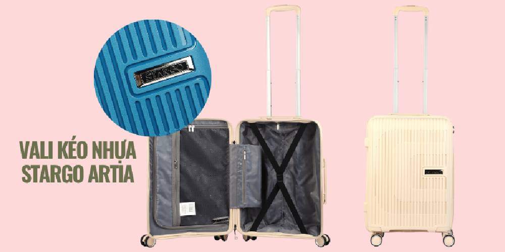 Vali kéo nhựa STARGO Artia màu Beige nhẹ nhàng, sang trọng