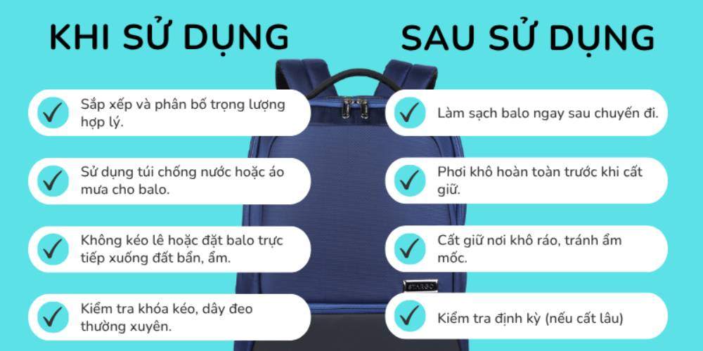 Bảo quản đúng cách giúp balo thêm bền đẹp (Ảnh: Stargo.vn)