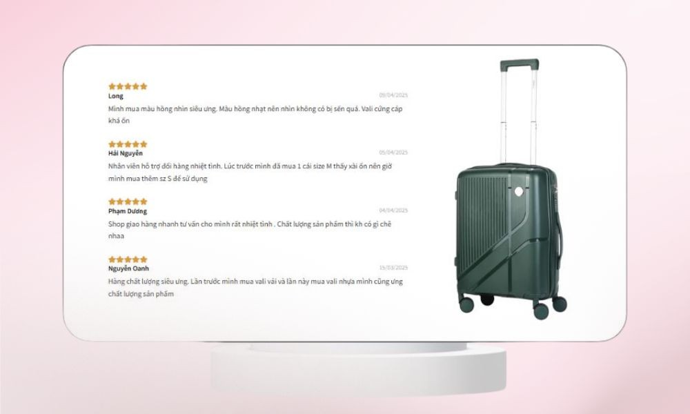 Nhận xét của người dùng về vali có cốp Stargo (Ảnh: Stargo.vn)