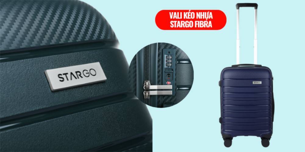Vali kéo nhựa Stargo Fibra với khóa số chuẩn quốc tế