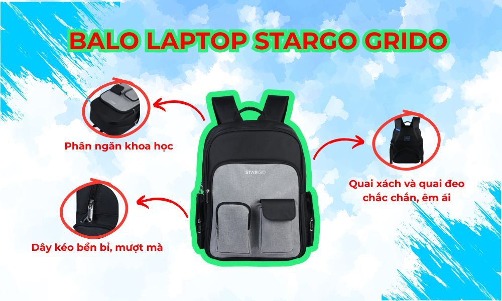 Balo laptop Stargo Grido (Ảnh: Stargo.vn)