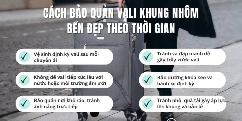 Cách bảo quản vali khung nhôm bền đẹp theo thời gian (Ảnh: Stargo.vn)