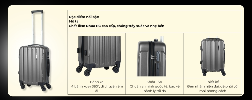 Vali kéo nhựa STARGO Lucid