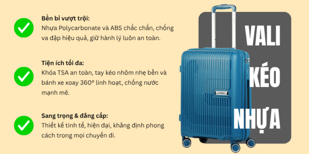 Vali kéo nhựa Stargo Artia (Ảnh: Stargo.vn)