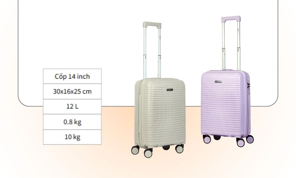 Kích thước vali size 14