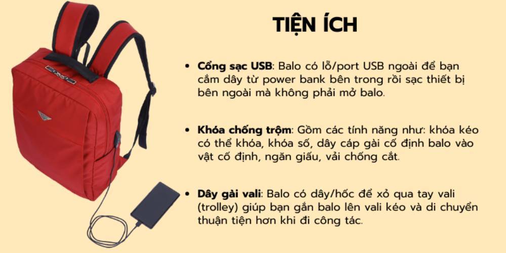 Balo có tích hợp tiện ích rất quan trọng (Ảnh: Stargo.vn)