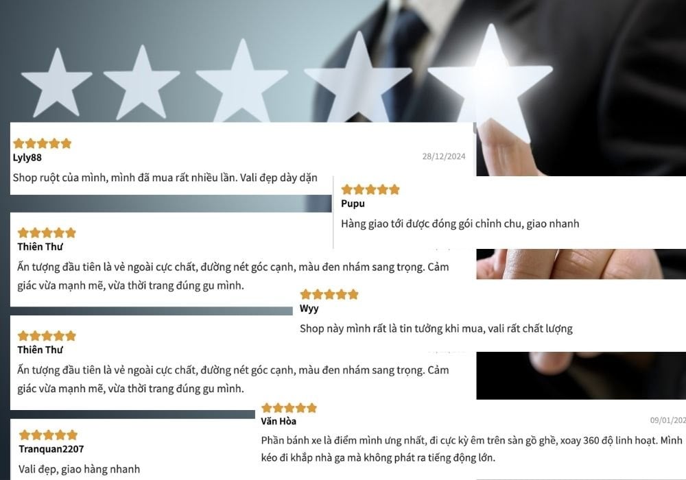 Phản hồi từ người dùng về vali có ngăn đựng laptop Stargo (Ảnh: Stargo.vn)