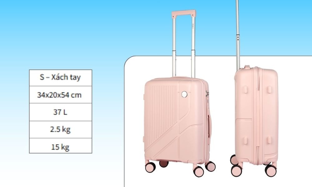 Một số thông số thường thấy ở vali size 20