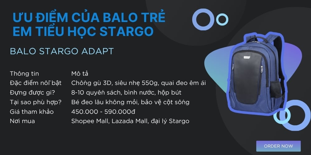 Balo trẻ em Stargo Adapt ( Ảnh : Stargo.vn )