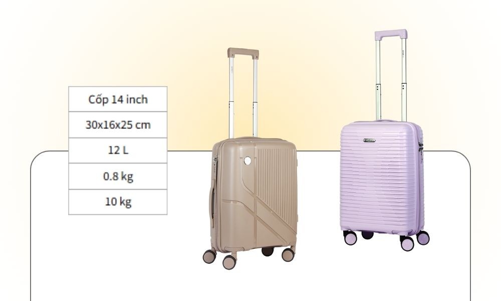 Dung tích của vali size 14 được nhiều người quan tâm