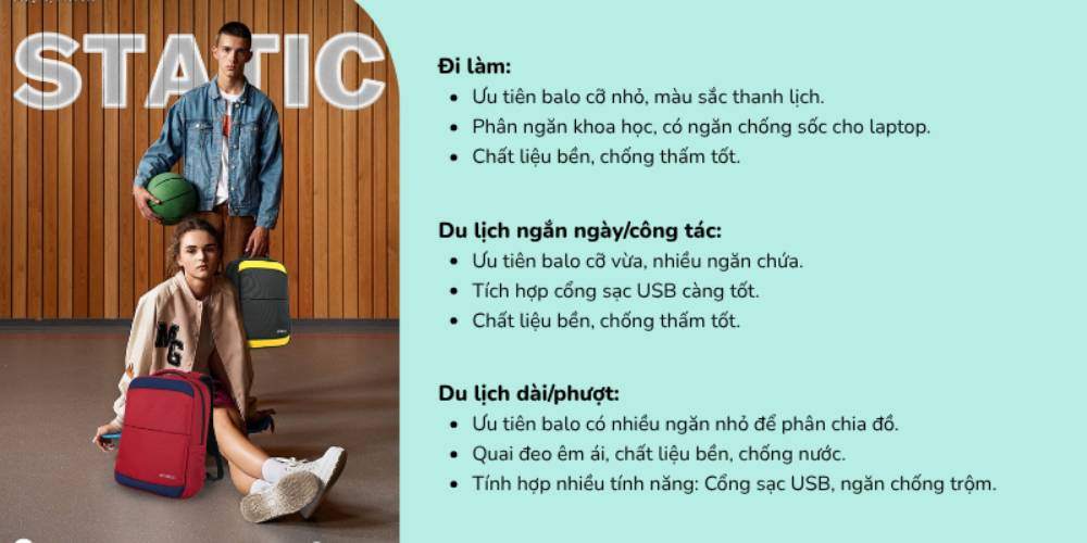 Mua balo đúng nhu cầu tạo sự tiện lợi khi sử dụng (Ảnh: Stargo.vn)