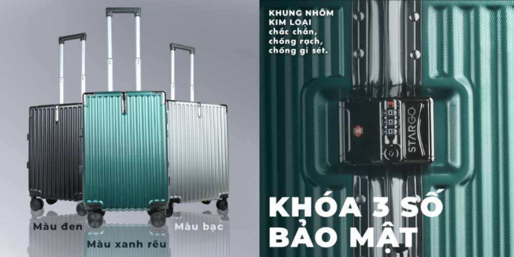 Vali Stargo khung nhôm cao cấp, chắc chắn, bền và đẹp (Ảnh: Stargo.vn)