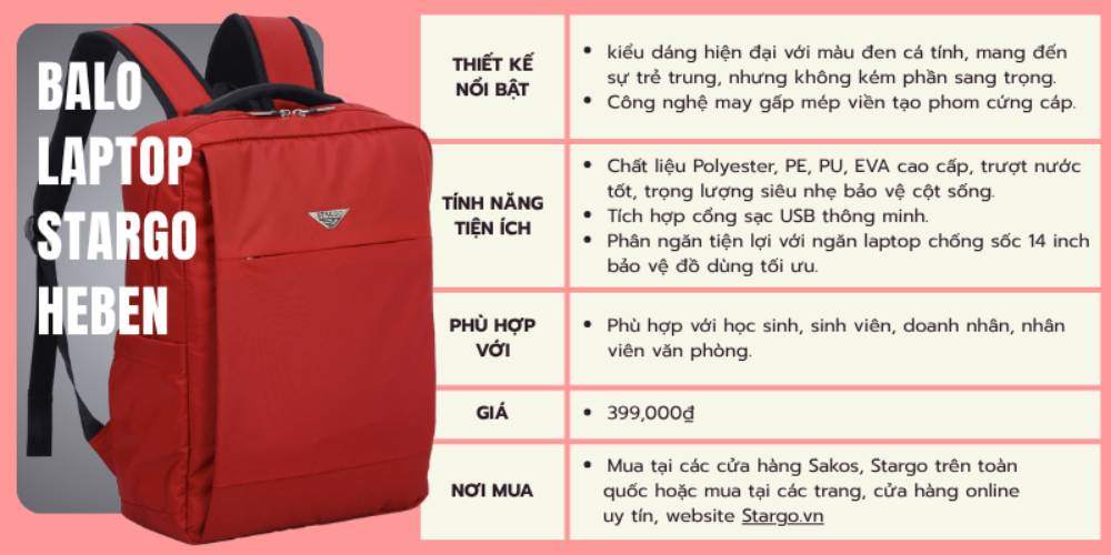 Balo Laptop Stargo Heben (Stargo.vn)