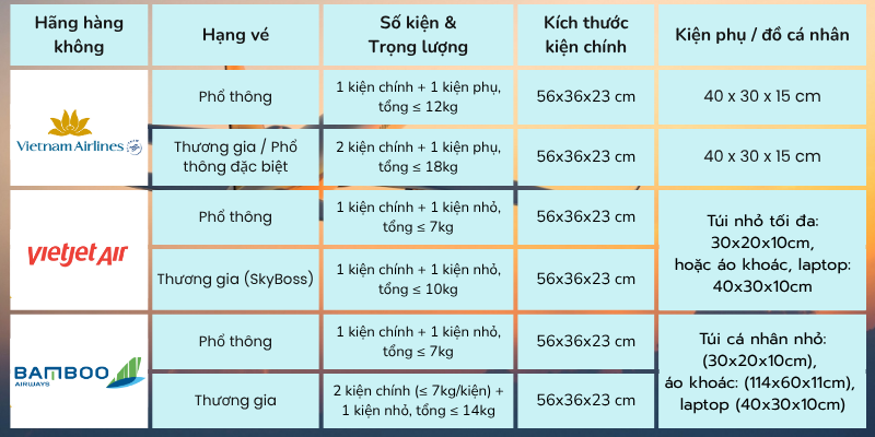 Quy định hành lý xách tay của các hãng hàng không (Ảnh: Stargo.vn)