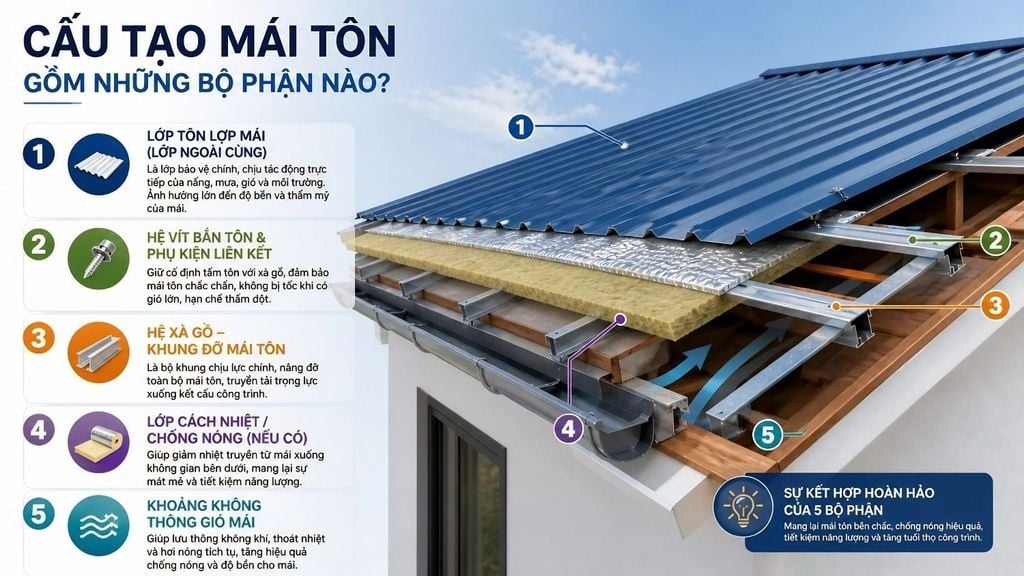 Cấu tạo mái tôn