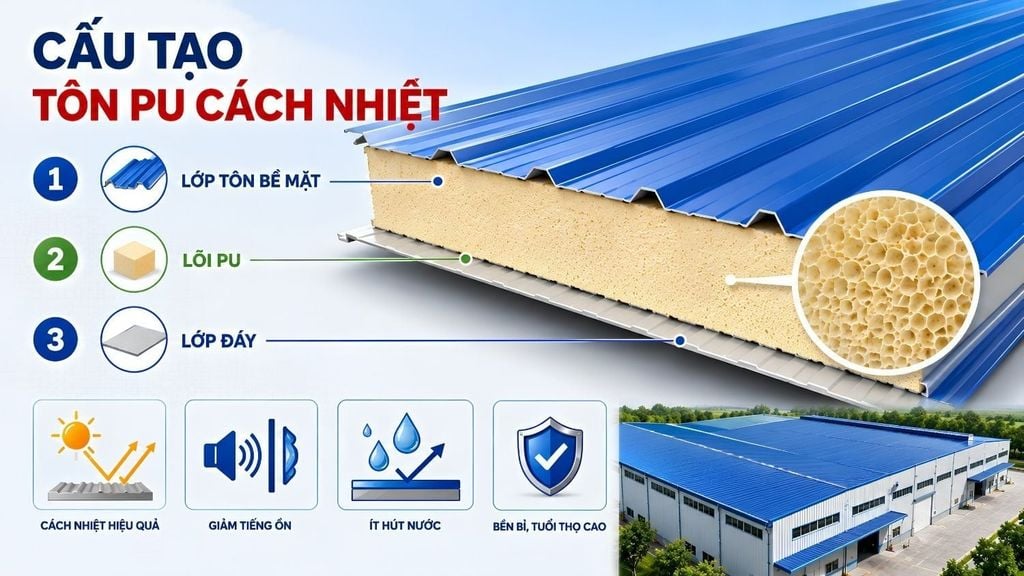 Cấu Tạo Tôn PU Cách Nhiệt