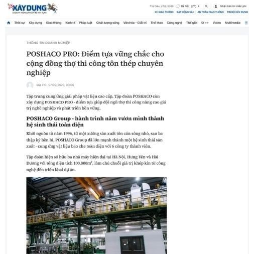 Báo Xây dựng nói về Poshacogroup