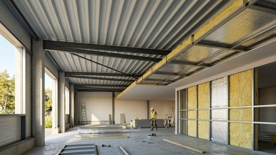 Mái tôn chống nóng bằng cách kết hợp với trần cách nhiệt