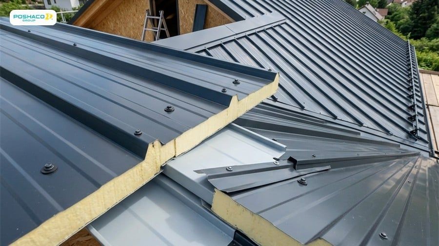 Bề mặt tôn cách nhiệt Poshaco lợp mái thực tế