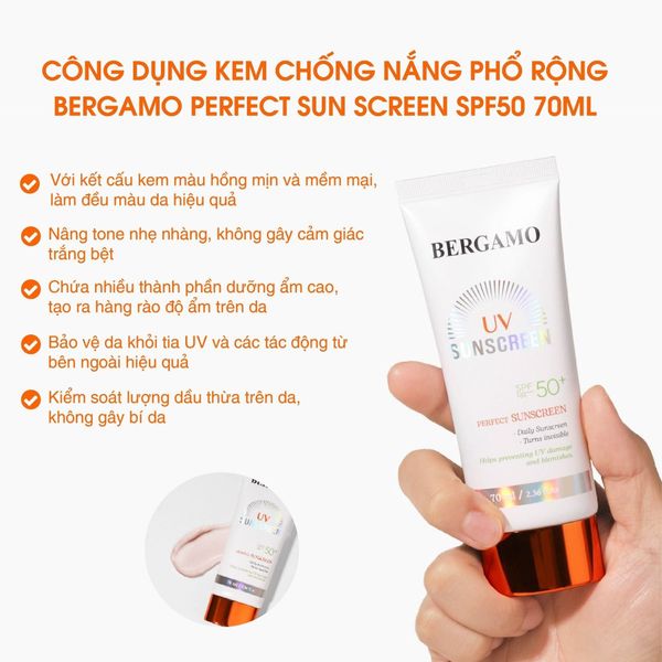 kem chống nắng nâng tone trắng hồng Bergamo có nhiều ưu điểm