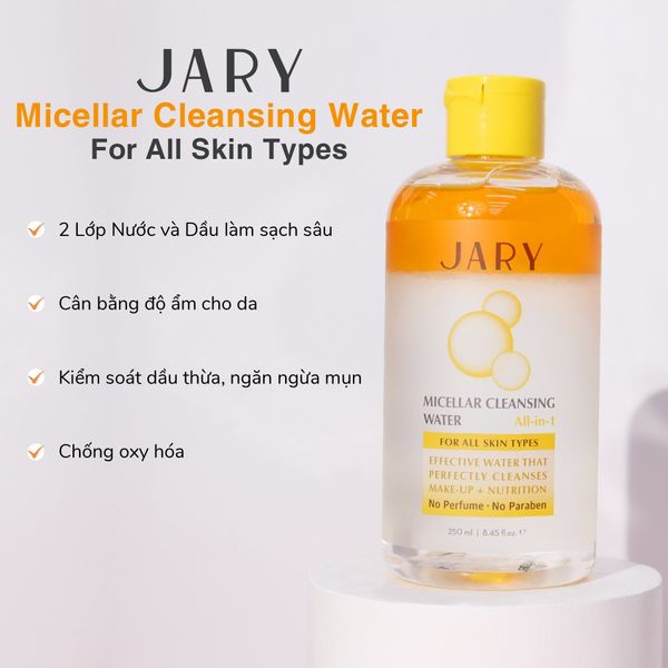 Nước tẩy trang Jary Micellar Cleansing Water màu vàng