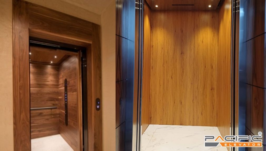 cabin thang máy gỗ ấm áp