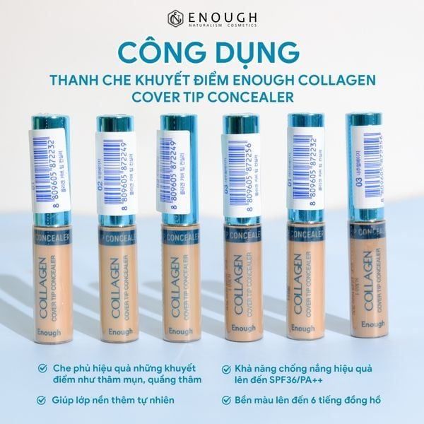 kem che khuyết điểm cho da mụn Enough Collagen Cover Tip Concealer