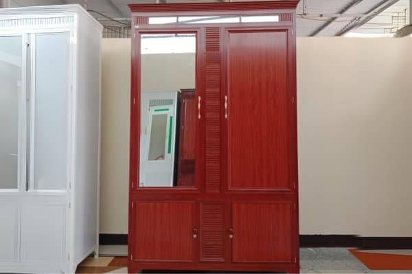 Tủ quần áo nhôm cửa lùa vân gỗ tiện lợi