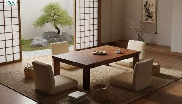 bàn ngồi bệt có đệm